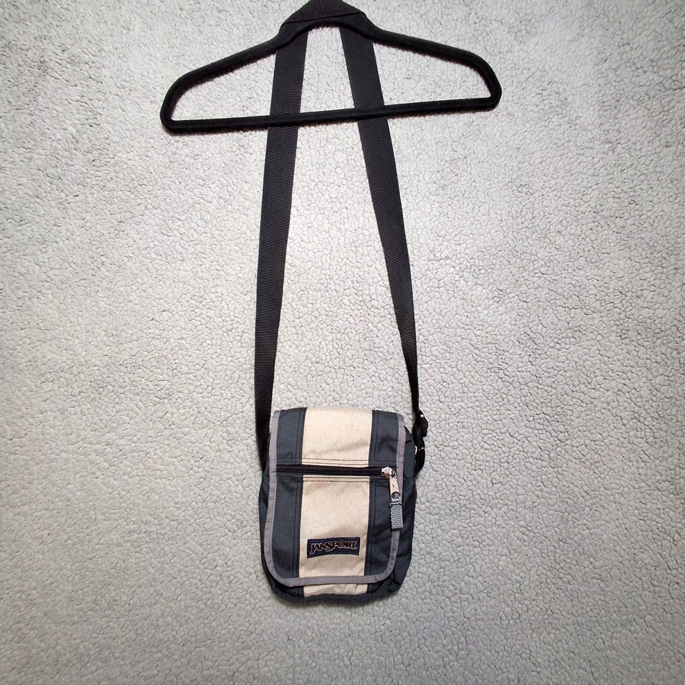 JanSport Crossbody Bag Women OS Black Tan Small Messenger Travel Pouch
